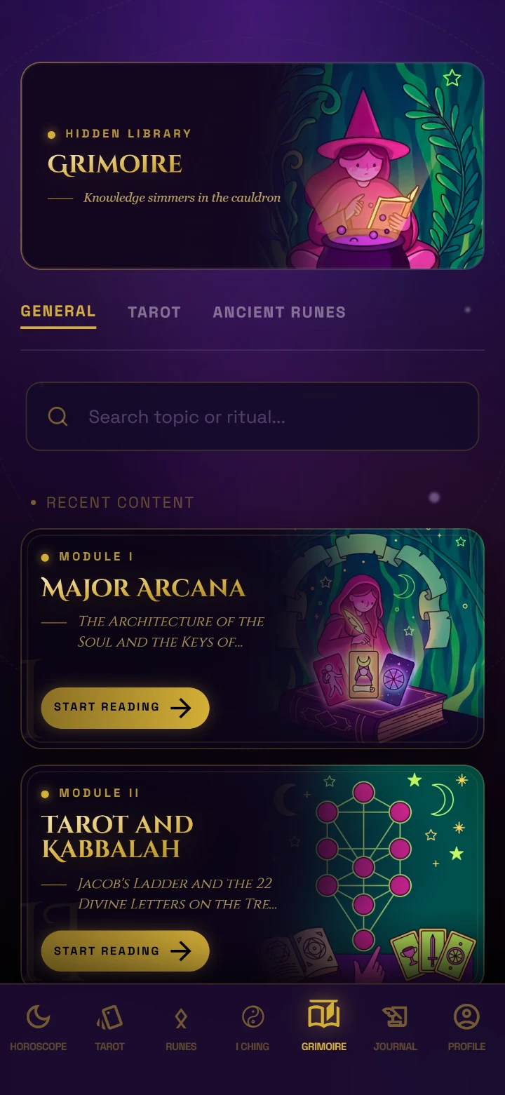 Study the cards in the Grimoire.